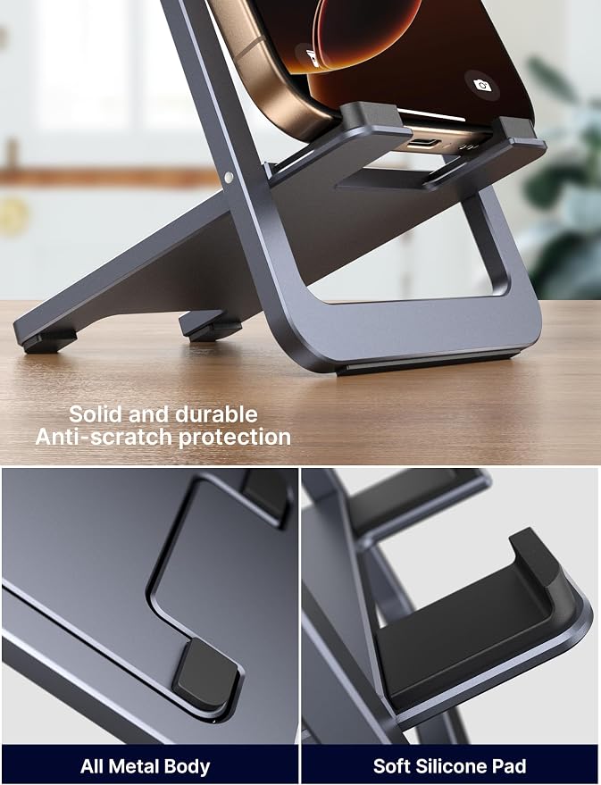 JSAUX Cell Phone Stand, Foldable Aluminum Adjustable Phone Holder - Image 6