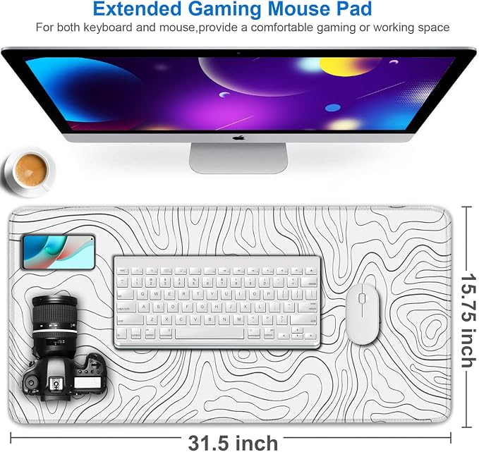 Extended Mouse Pad, 31.5x15.7 inch Large Gaming Computer Keyboard Mouse Mat - Image 2