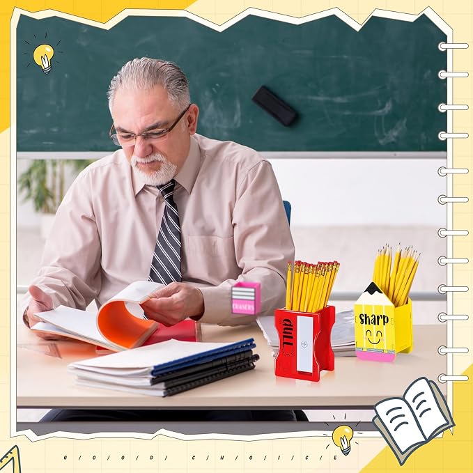 DoubleFill 2 Pcs Pencil Shaped Holder Sharp Dull Holder Wooden Dispenser Pencil - Image 6