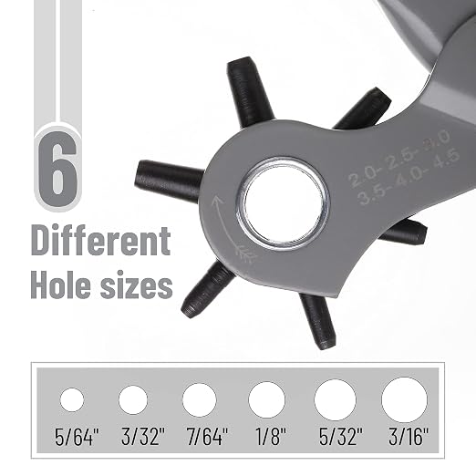 UNCO- Leather Hole Punch Tool, 3/16" | 6 Different Hole Sizes, Durable Hole - Image 2