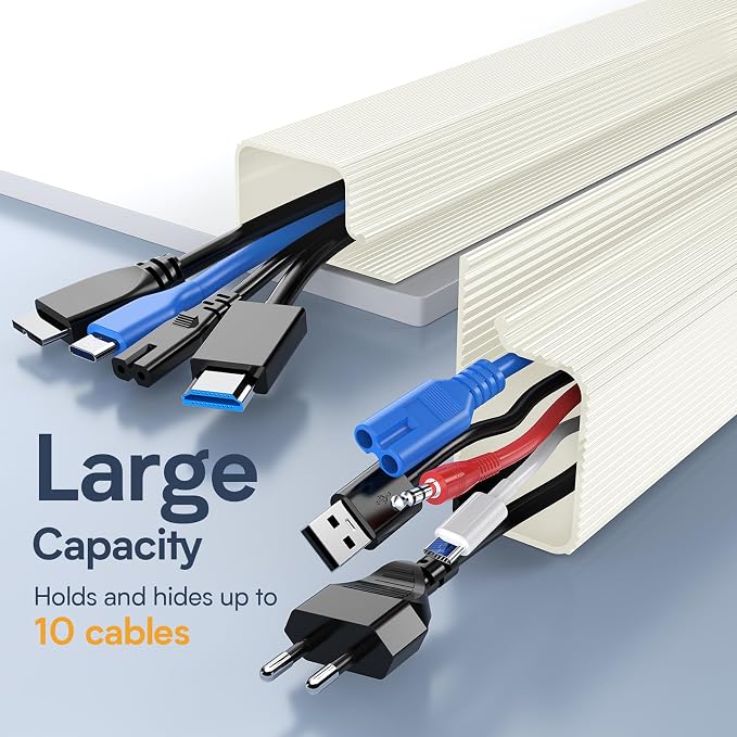 Delamu 2 Pack Under Desk Cable Management, Safe Tidy Cable Management Under - Image 6