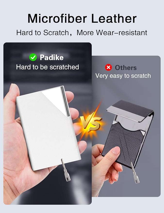 Padike Business Card Holder, Upgraded Leather Business Card Case Pocket Card - Image 3
