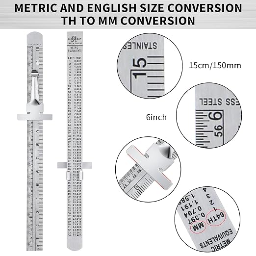 2 Pieces 6 Inch 15 cm Pocket Ruler Flexible Precision Stainless Steel Ruler - Image 2