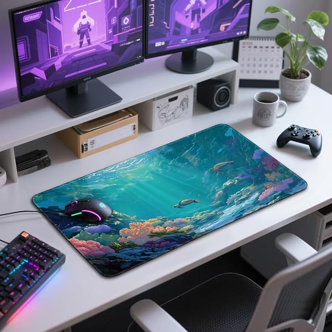 Sea Turtles Large Gaming Mouse Pad 31.5"x15.7"｜ Ocean Scene XXL Desk Mat - Image 7