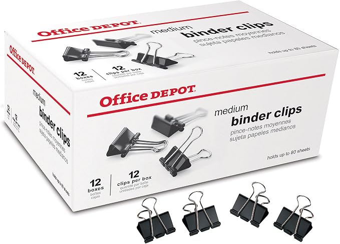 Office Depot Binder Clips By The Gross, 1 1/4in., Box Of 12 Clips by Office+Depot