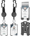 2 Set Retractable Badge Holders Heavy Duty Badge Reel Retractable Keychain by BESARME