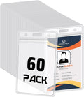 60 Pack Vertical ID Badge Holders Clear Plastic Waterproof Card Holder by BESARME