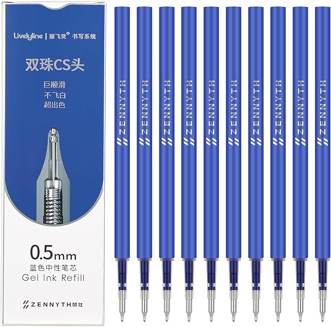 Ddaowanx 10 Pieces Gel Ink Pen Refills, Fine Point 0.5mm Tip Smooth Writing by Ddaowanx
