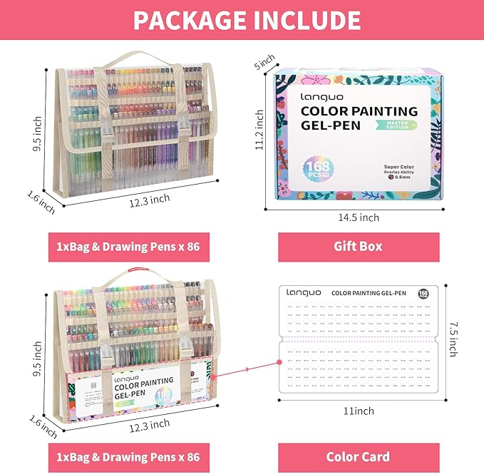 Gel Pens For Coloring, 168 Pack Colored Pens for Black Paper & White Paper - Image 3