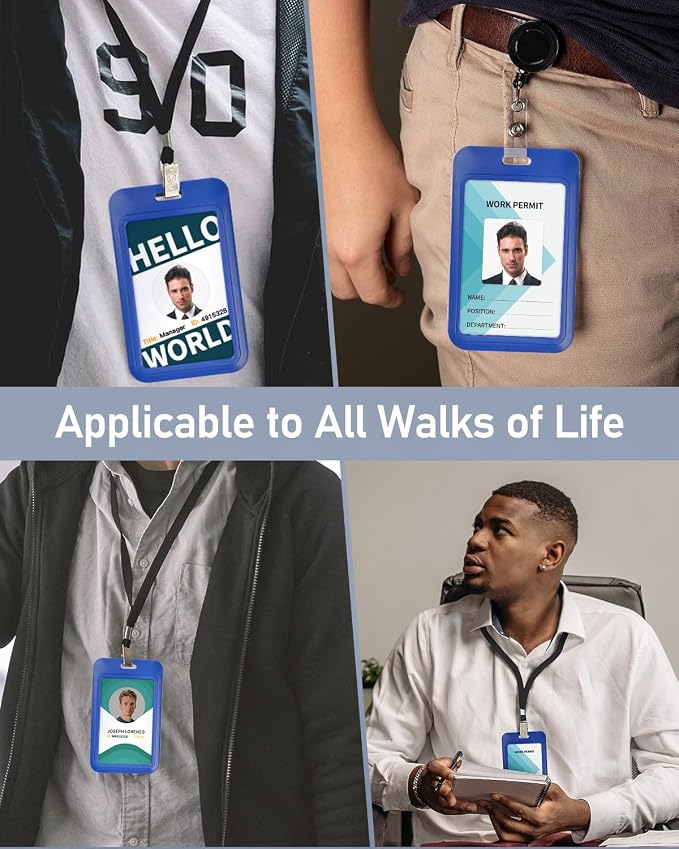 Uniclife 6 Pack Sliding ID Badge Holder Vertical Hard Plastic Case - Image 5