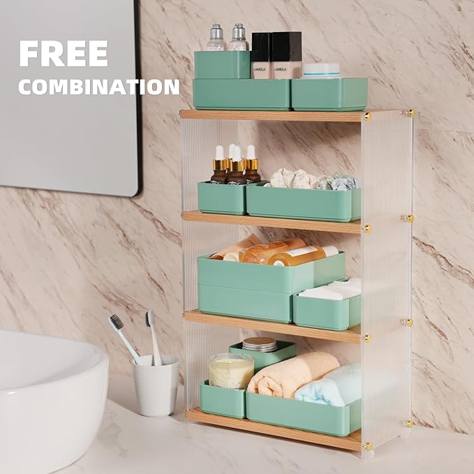 CHANCETSUI 11-Piece Stackable Drawer Organizer Set, Stationery, Utensils in - Image 3