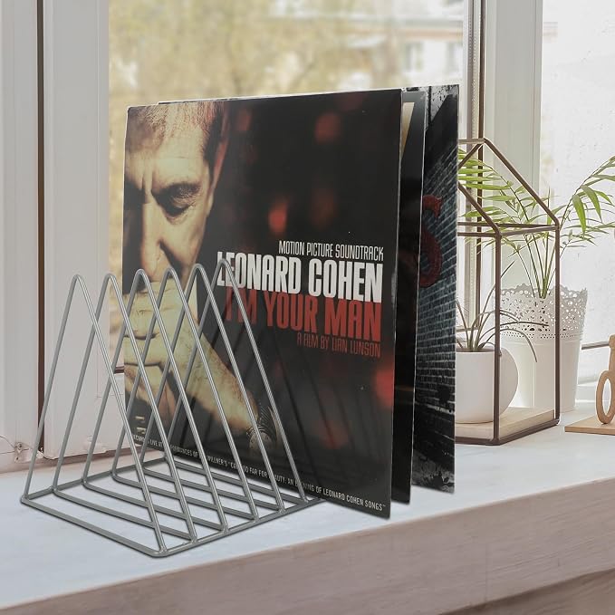 EASEPRES Vinyl Record Holder Storage, 9 Slot Metal Magazine Book Album Display - Image 7