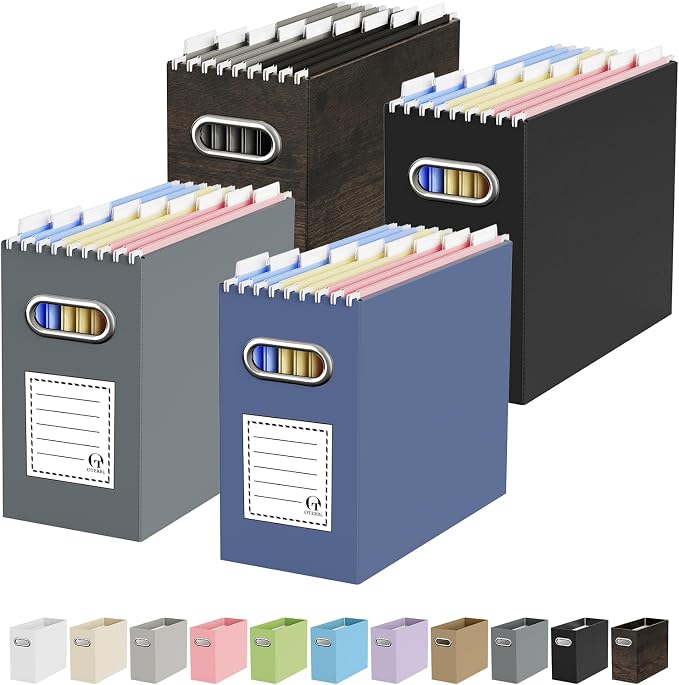Oterri File Organizer Box, Portable Collapsible Cardboard File Folder Organizer by Oterri
