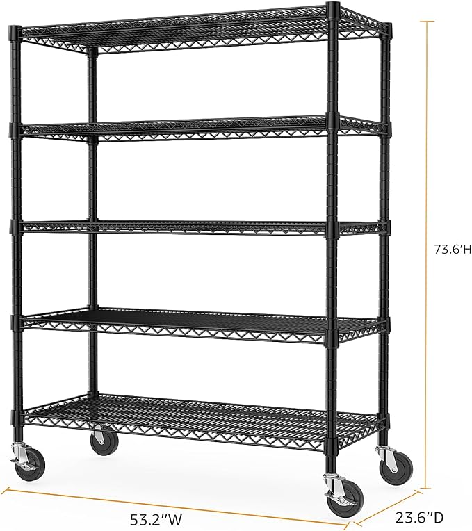M MZG 53" W Garage Shelving 5 Tier Industrial 2200LBS Metal Shelving Units - Image 3