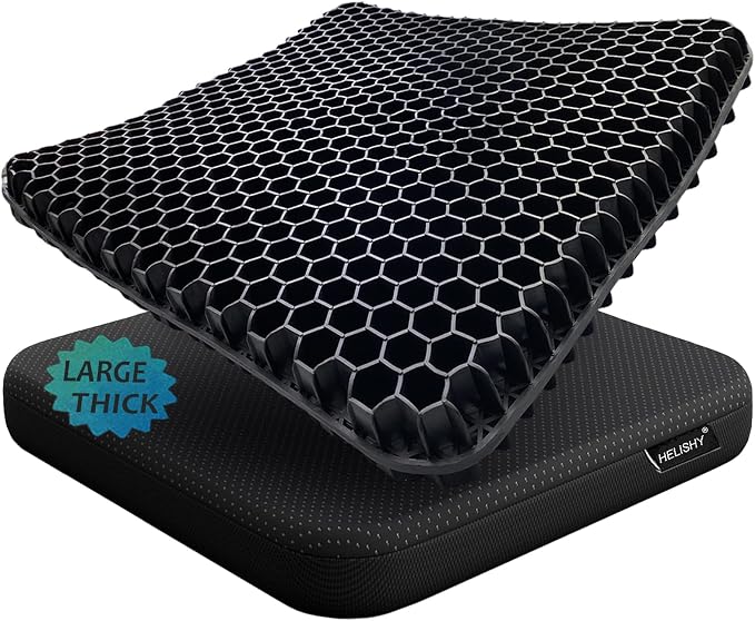 Gel Wheelchair Seat Cushion for Long Sitting, Extra Large & Thick Seat Cushion by Helishy