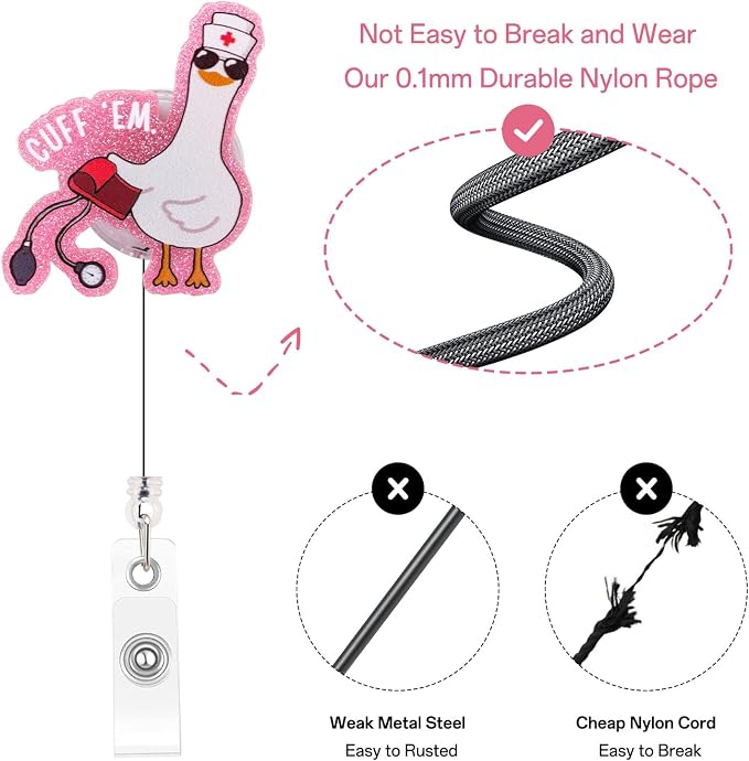 Funny Goose Nurse Badge Reel, Cuff 'Em Badge Holder - Image 3