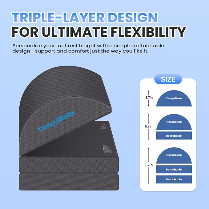 TranquilRelax Foot Rest for Under Desk at Work, Gaming Accessories Foot Stool - Image 2