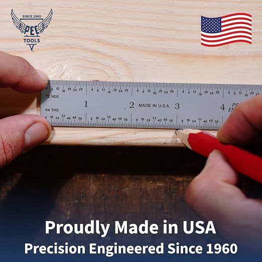 PEC Tools High Precision Metal Ruler, 6 Inch Rigid Machinist Rule, 4R Graduation - Image 6