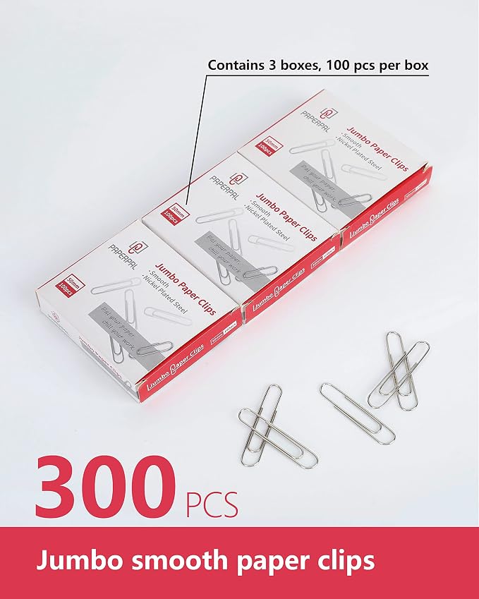 PAPERPAL Paperclips for Office School & Personal Use, Jumbo Smooth Paper Clip - Image 3