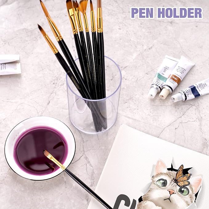 Stylish Clear Acrylic Desk Organizer Pen and Pencil Holders Set of 3, Round - Image 7