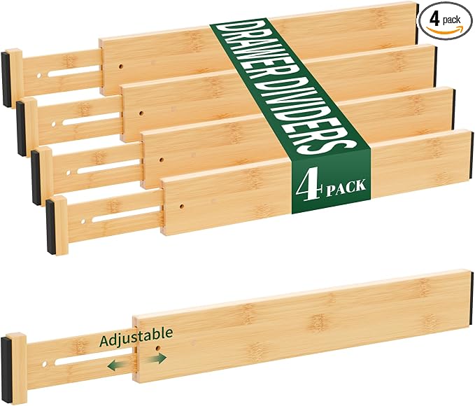 Dunruz Bamboo Drawer Dividers 2.6" High, Bedroom and Office by Dunruz