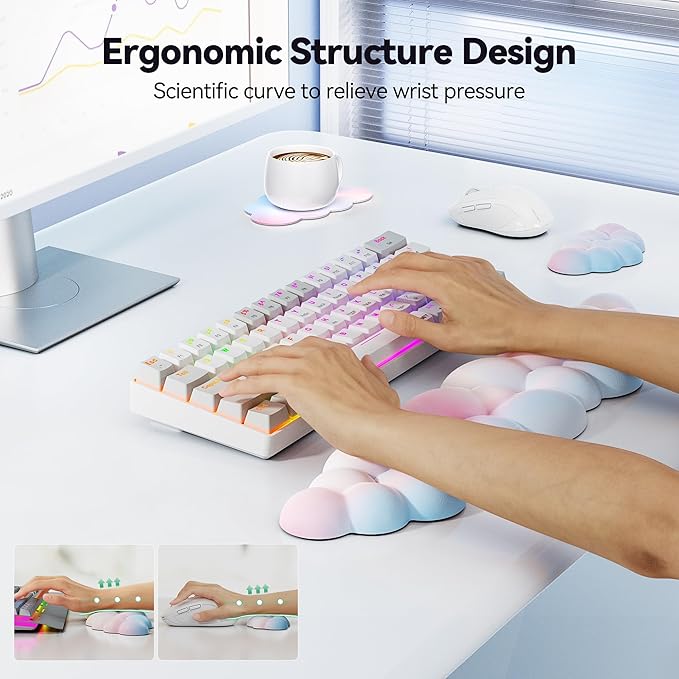 TECKNET Cloud Keyboard Wrist Rest Set, Cloud Wrist Rest - Image 2
