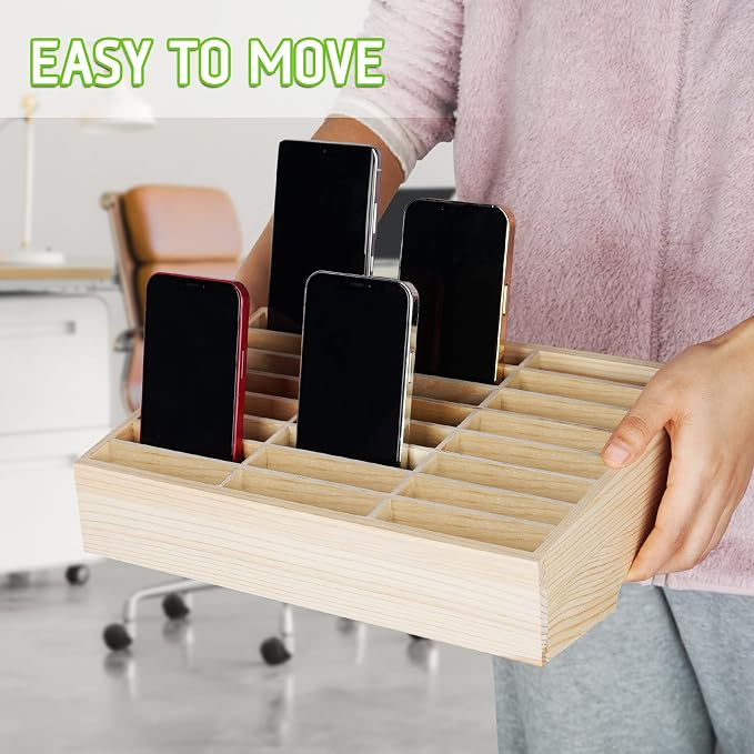 Wooden 36-Grid Cell Phones Storage Box Desktop Mobile Phone Holder Organizer - Image 5