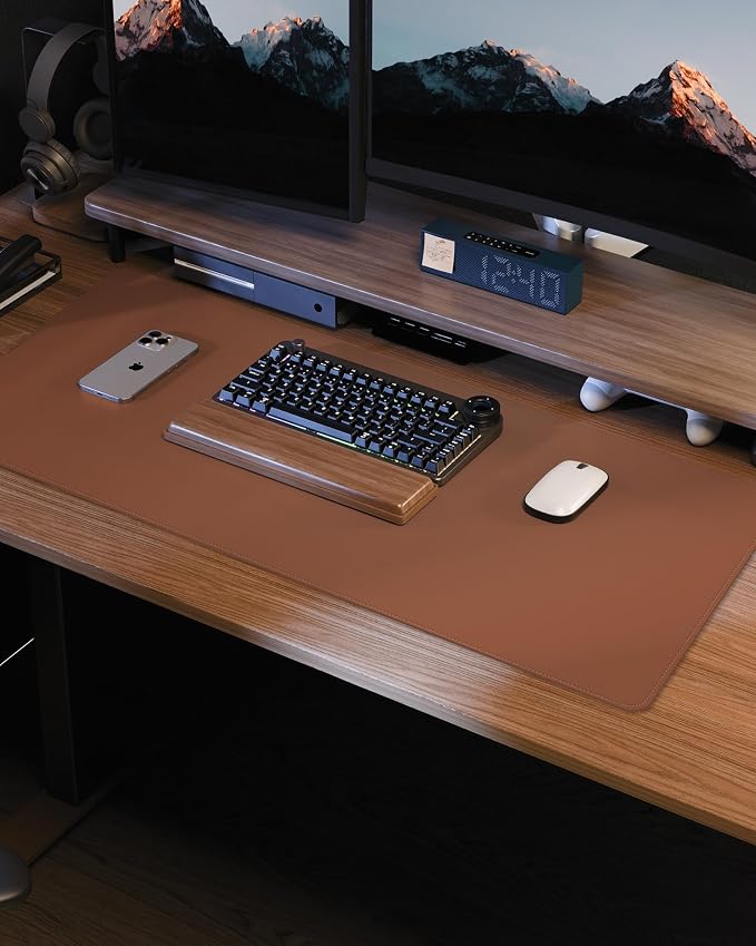 Leather Desk Pad Protector, Mouse Pad, Office Desk Mat, Non-Slip PU Leather - Image 7