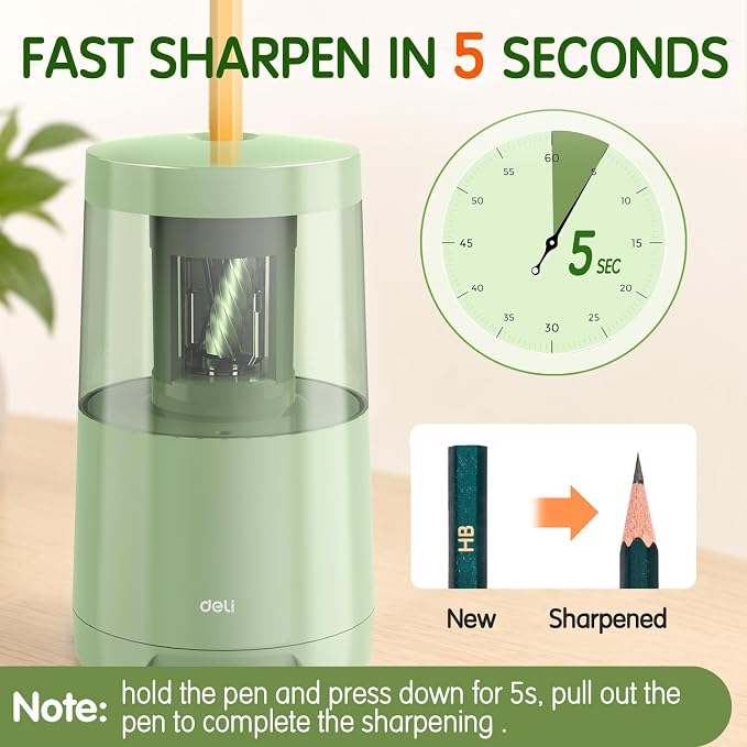 Deli Electric Pencil Sharpener, Automatic Pencil Sharpeners - Image 3