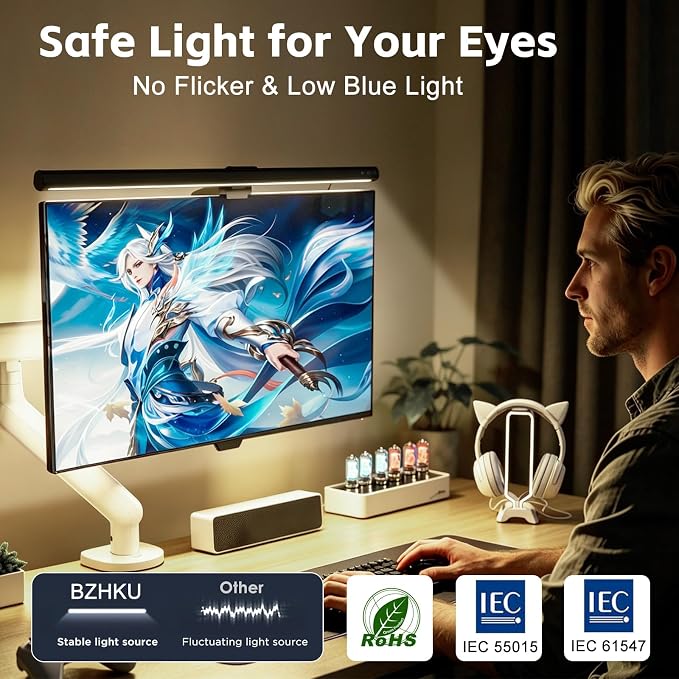 RGB Monitor Light Bar, Eye-Care Dual Light Reading Screen Lamp, 9 Modes Gaming - Image 4