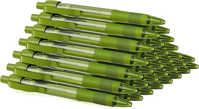 deegtran Pens Bulk, 30 Pack No Bleed Sage Green Ink Click Pens by DEEGTRANPENS