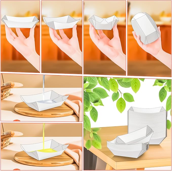 80 Pack 1/2Lb Paper Food Boat Trays Disposable Small Paper Boats Plates - Image 4