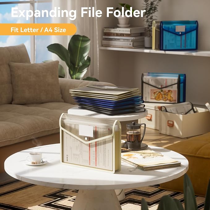 ABC life 6-Pack Plastic Expanding File Folders, Translucent Plastic Envelopes - Image 2