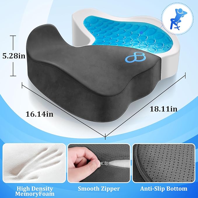 CushyOasis Seat Cushion, Gel Chair Cushions, Office Chair Cushions, Anti-Slip - Image 5