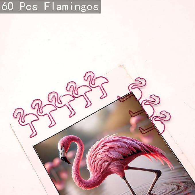 60 Pcs Flamingo Paper Clips, Flamingo Office Supplies Desk Accessories - Image 3
