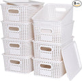 Plastic Storage Baskets with Lid-Plastic Storage Containers Stackable Storage by OHMLOVE