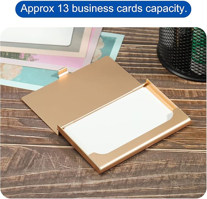 PATIKIL Business Card Holder, 2 Pieces Aluminum Alloy Flip Cover Slim Name - Image 5