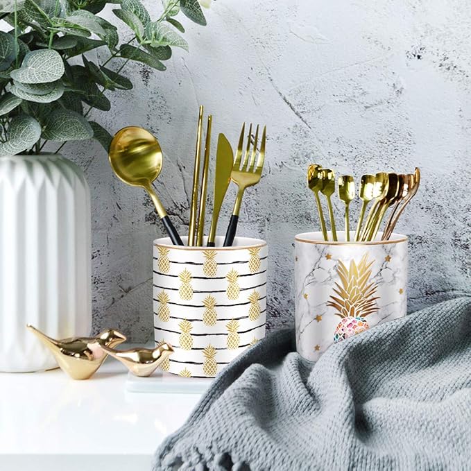 Cute Pineapple Pencil Holder for Desk, Large Capacity Colored Pen Cup Holder - Image 3