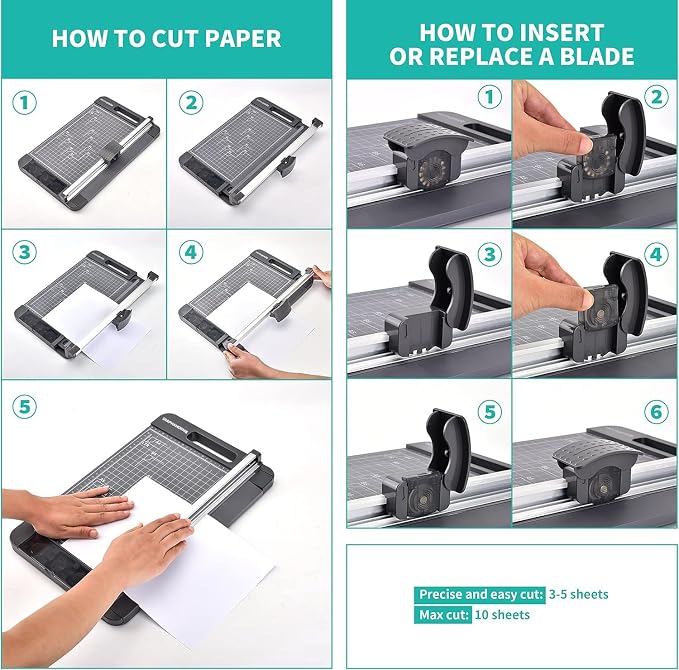 Rotary Paper Cutter, 3-in-1 Paper Trimmer, 12 Inch Cutting Length - Image 4