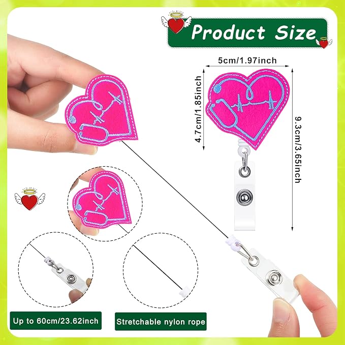 Zonon 8 Pcs Nurse Badge Reels Pediatric Badge Reels Cute Felt Retractable Funny - Image 2