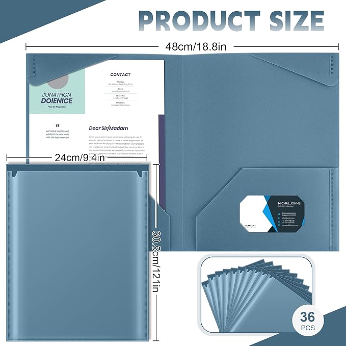 Henoyso 36 Pack Blue Gray Plastic Folders - Image 2