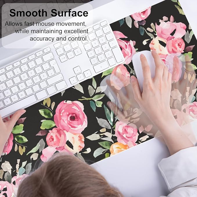 QiyI Large Mouse Pad, Floral Desk Mat - Image 4