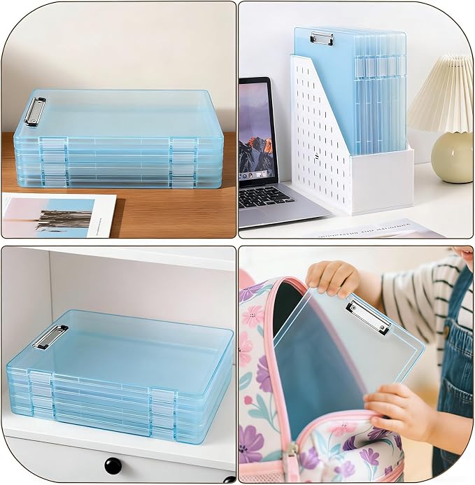 Letter Size Clipboard with Storage 8.5 * 11, Plastic Clear Blue Clipboard File - Image 6