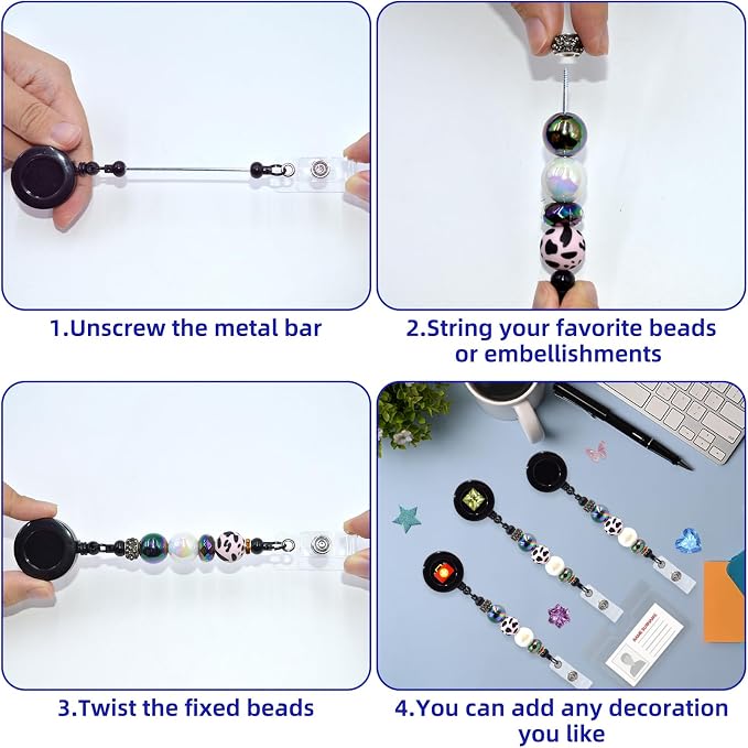 15pcs Black Beadable Badge Reels Making Kits - Image 6