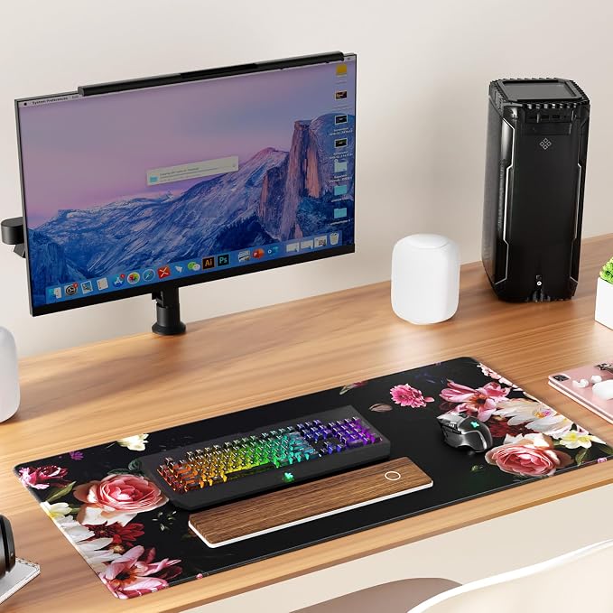 KTRIO Large Gaming Mouse Pad, Desk Mat, 31.5 x 15.7 in Peony Flower, XXL | - Image 6