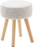 Wimarsbon Pouf Ottoman, 100% Cotton Knitted Boho Footstool, Round Footrest by Wimarsbon
