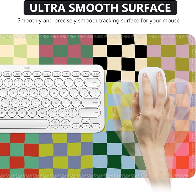 iCasso Checkered Desk Mat, Cute XXL Large Mouse Pad - Image 5