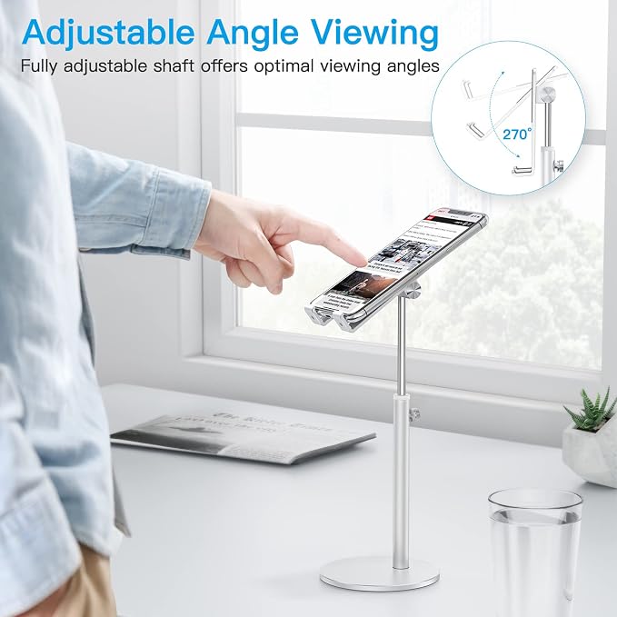OMOTON CA04 Cell Phone Stand for Desk, Height & Angle Adjustable Aluminum - Image 2