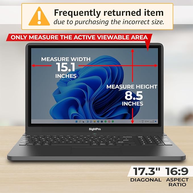 SightPro 17.3 Inch 16:9 Laptop Privacy Screen Filter - Image 2