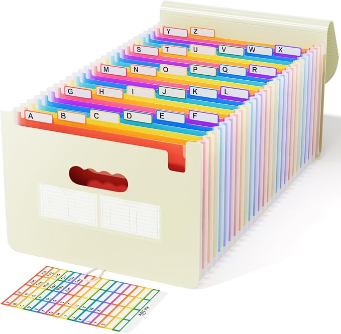 ABC life 26-Pocket Accordion File Organizer, Expanding File Folder, Letter/A4 by ABClife